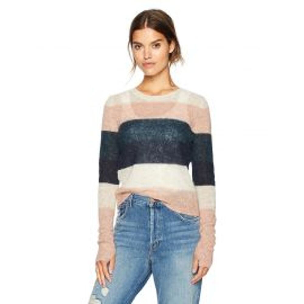 Pam & Gela Blue And Pink Fuzzy Alpaca Wool Blend Pullover Sweater Size S